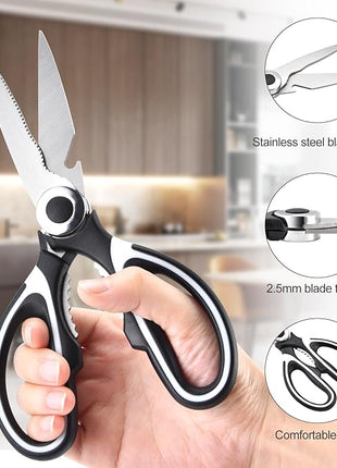 Kitchen Scissors All Purpose 3 Pack - Heavy Duty Stainless Steel Cooking Shears for Cutting Meat, Food, Fish, Poultry Multipurpose Sharp Sissors for Dishwasher Safe