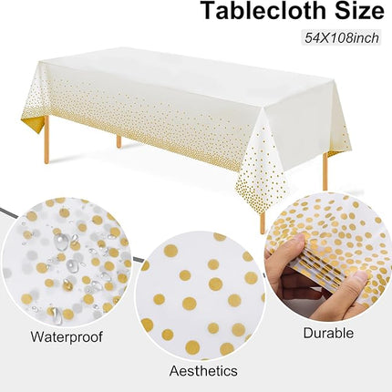 Festiva 176Pcs Gold Plates Disposable - Square Party Plates Dinnerware Sets - include Cups,Plastic Cutlery,Hand Napkins，Tablecloth for 25 Guests Party&Wedding&Christmas&Thanksgiving