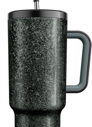 Meoky 40 oz Tumbler with Handle and Straw: Stainless Steel Insulated Tumbler with Lid and Straw - 100% Leak Proof Tumbler for Car Cup Holders - Travelers Commuters Workers, Midnight