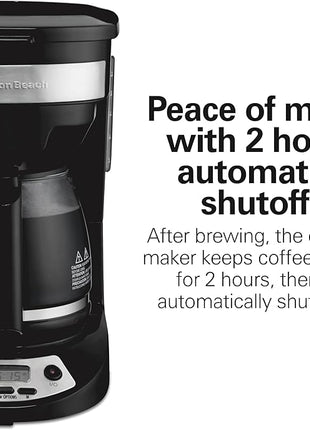 Hamilton Beach 12 Cup Programmable Drip Coffee Maker, Brew Options, Glass Carafe (46299), Black with Stainless Accents