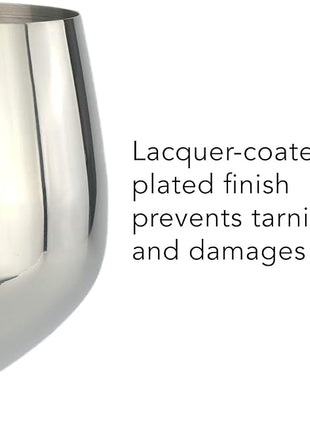 PG Set of 4 Stainless Steel Wine Glass - 18.5oz Silver Mirror Finished Wine Glasses - Unbreakable Wine Glasses - Stem Metal Wine Goblets