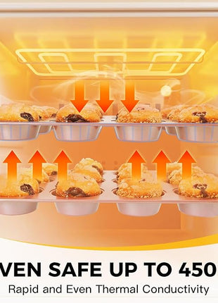 HONGBAKE Bakeware Sets, Baking Pans Set, Nonstick Oven Pan for Kitchen with Wider Grips, 10-Piece Including Rack, Cookie Sheet, Cake Pans, Loaf Pan, Muffin Pan, Pizza Pan - Pink