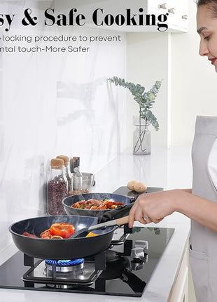 15 Pcs Pots and Pans Set Non Stick, Detachable Handle Ceramic Cookware Sets Nonstick, Non Toxic Induction RV Kitchen Cooking Set with Removable Handles, Dishwasher/Oven Safe, Easy Clean