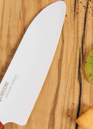 Kyocera Revolution Series 2-Piece Ceramic Knife Set: 5.5-inch Santoku Knife and a 4.5-inch Utility Knife, Red Handles with White Blades