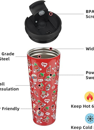 BJPKPK 26oz Tumbler With lid And Straw Stainless Steel Travel Coffee Mug Insulated Tumblers Cups,Hawaii Fruits Purple