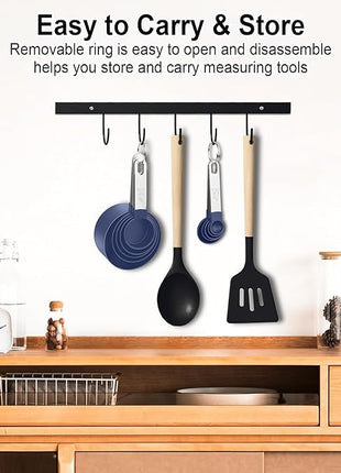 Measuring Cups and Spoons Set, 10 Pieces Nesting Measure Cups and Spoons, Kitchen Essentials Gadgets with Stainless Steel Handle for Dry & Liquid Ingredient, Blue