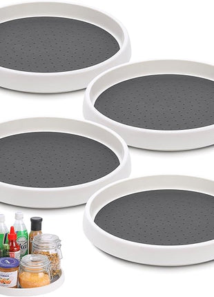 Lazy Susan Turntable, Set of 4, 10 Inch Non-Skid Lazy Susan Organizer for Cabinet, Pantry Organization, Kitchen Storage, Bathroom Sink Cabinet, Refrigerator, Countertop, Spice Rack (4 Pack 10 in)