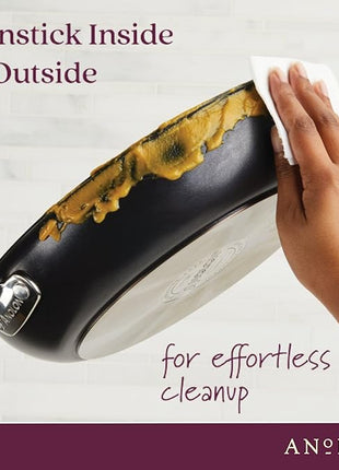 Anolon Smart Stack Hard Anodized Nonstick Frying Pan Set / Skillet Set - 8.5 Inch and 10 Inch, Black