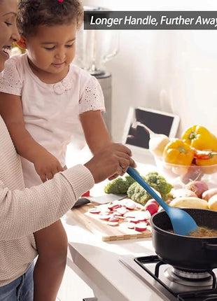 Silicone Spoons for Cooking - Extra Large Kitchen Spoons for Mixing, Serving, & Stirring - 600°F Heat-Resistant Non Stick Utensils Ladle & Skimmer- Dishwasher Safe, Starry Blue