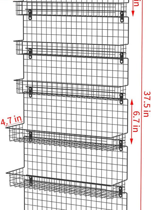 JKsmart 6-Tier Spice Rack Organizer with Door Hook, Wall Mounted & Over the Door Spice Racks for Kitchen Pantry Door Cabinet, Two Size, Large Capacity, Black