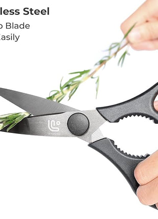 Linoroso Kitchen Shears Heavy Duty Kitchen Scissors with Magnetic Holder, Dishwasher Safe Scissors All Purpose Come Apart Blade Made with Japanese Steel 4034 for Meat/Vegetables/BBQ/Herbs, Black