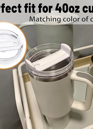 40 OZ Tumbler Lid Replacement Fit for Stanley Cup, 2 Pack Clear Replacement Lids Fit for Stanley Travel Tumbler, Spill Proof Tumbler Covers for Stanley Cup Accessories (Clear - White)