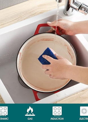 vancasso Enameled Cast Iron Dutch Oven with Lid, 3.5 QT Small Round Enamel Dutch Oven Pot for Bread Baking, Non Stick Enamel Coating, Red