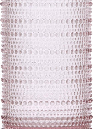 Fortessa Jupiter Beaded Hobnail Glass, 13 Ounce Iced Beverage (Set of 4), Pink