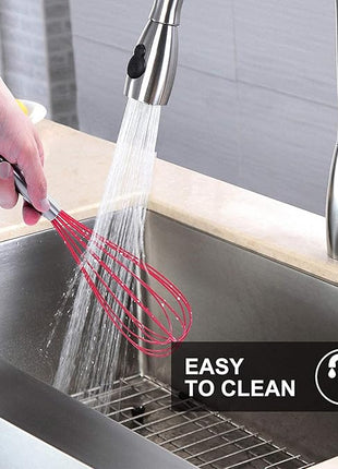 HOTEC 4 Pieces Silicone Whisks Set, Wire Balloon Whisks for cooking Egg Beater, Non-slip Handle Whisk for Non-stick Cookware Perfect for Cooking, Stirring, Beating and Blending (Multicolor)