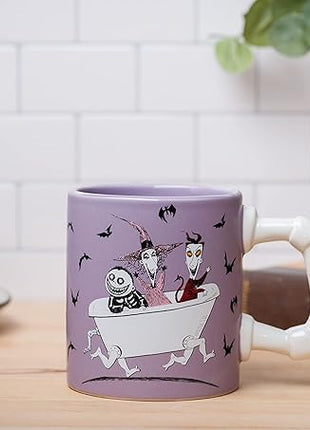 Silver Buffalo Disney Nightmare Before Christmas Featuring Lock, Shock, and Barrel Tub 3D Sculpted Handle Ceramic Mug, 20 Ounces