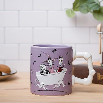 Silver Buffalo Disney Nightmare Before Christmas Featuring Lock, Shock, and Barrel Tub 3D Sculpted Handle Ceramic Mug, 20 Ounces