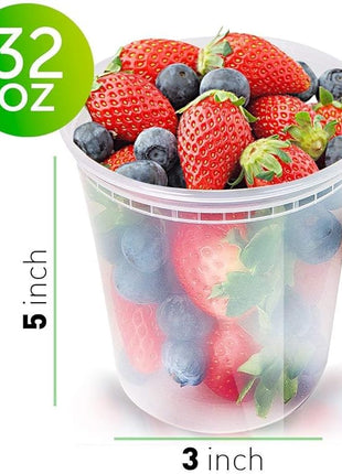 Glotoch 48 Pack (Mixed) 8 oz, 16 oz. and 32 oz. Plastic Food and Drink Storage Containers Set with Lids - Microwave, Freezer & Dishwasher Safe Eco-Friendly, BPA-Free, Reusable & Stackable