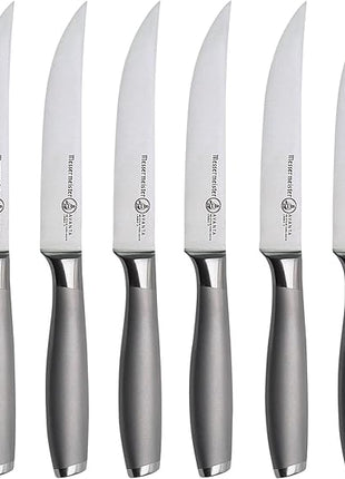 Messermeister Avanta Forged 5” Fine Edge Steak Knife Set - Pack of 2 - German X50 Stainless Steel - Rust Resistant & Easy to Maintain - 8 Steak Knives Total