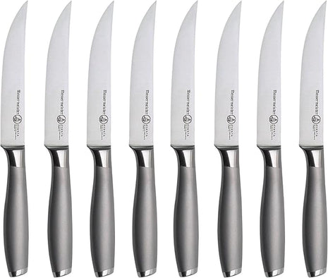 Messermeister Avanta Forged 5” Fine Edge Steak Knife Set - Pack of 2 - German X50 Stainless Steel - Rust Resistant & Easy to Maintain - 8 Steak Knives Total
