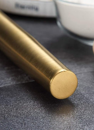 Berglander Gold Rolling Pin, 16.7 Inches Stainless Steel Matte Finish With Gold Titanium Plating Rolling Pin For Baking, Pizza, Dough, Pie, Cookie, Essential Kitchen Utensil Gift Ideas For Bakers.