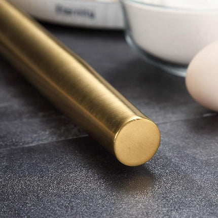 Berglander Gold Rolling Pin, 16.7 Inches Stainless Steel Matte Finish With Gold Titanium Plating Rolling Pin For Baking, Pizza, Dough, Pie, Cookie, Essential Kitchen Utensil Gift Ideas For Bakers.