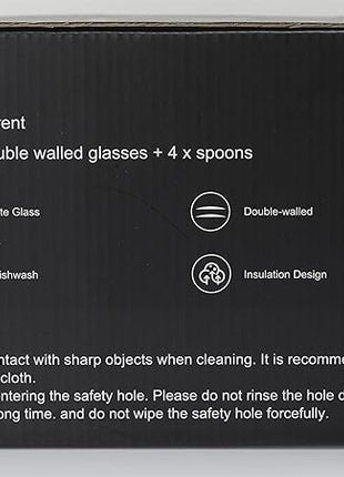 LIBWYS 4 Pack Double Walled Coffee Cups Glasses Mugs 12oz, Espresso Cappuccino Latte Tea Cups with Handle, Heat Resistant Borosilicate Clear Glasses 350ml