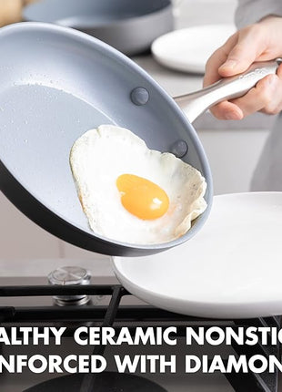 GreenPan Lima Hard Anodized 8" Frying Pan Skillet Nonstick, Ceramic Nonstick, PFAS-Free Nontoxic Pots and Pans, Oven & Broiler Safe, Stainless Steel Handle, Cookware for Eggs & Omelet, Gray