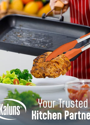 Kaluns Silicone Spatula Set, 4 Rubber Spatulas 600°F Heat Resistant, Nonstick Seamless Design with Stainless Steel Core, Dishwasher Safe, BPA free, Bonus Tongs Included