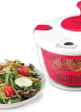 Cuisinart Large Salad Spinner- Wash, Spin & Dry Salad Greens, Fruits & Vegetables, 5qt, CTG-00-SASR Red