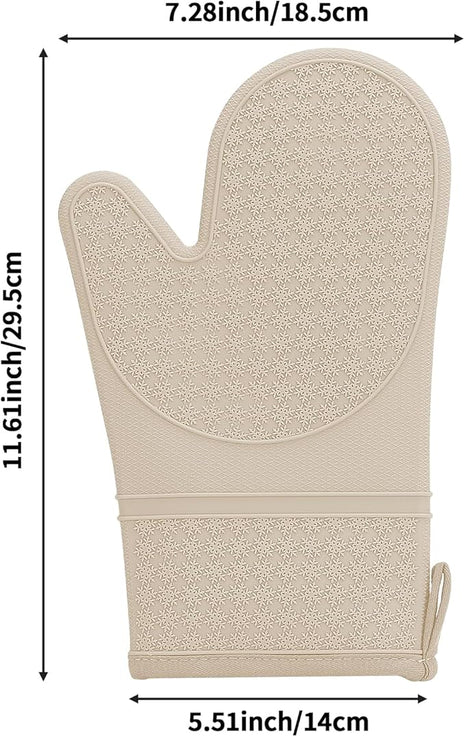 Hovico Silicone Oven Mitts, Heat Resistant 500F Kitchen Mitts 2PCS, 11.6" BPA-Free Soft Baking Gloves, Non-Slip Grip Oven Gloves with Soft Cotton Lining for Kitchen Cooking Baking BBQ - Milkshake