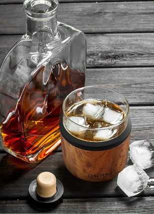 asobu Whiskey Sleeve Glass – Insulated Bourbon Tumbler with Premium Rocks Glass, BPA-Free, Double-Wall Stainless Steel, Keeps Drinks Cold Longer, 10.5oz