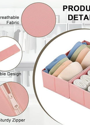 DIMJ Drawer Organizer for Clothing, 15 Pack Fabric Drawer Organizer Bins, Foldable Sock Organizer for Drawer, Dresser Organizer for Clothes, Socks, Bra, Tie (Pink)