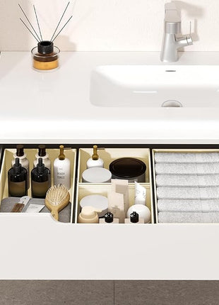 DIMJ Drawer Organizer Clothes, 12 Pack Dresser Organizer, Foldable Closet Organizers and Storage, Fabric Dresser Bins, Drawer Dividers for Nursery, Baby Clothes, Underwears, Sock (Beige)