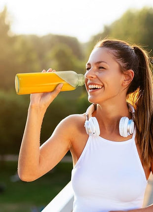 Zukro Glass Water Bottles with Lids 18 oz, 3 Pack Reusable Juice Bottles With Stainless Steel Airtight Cap for Juicing, Leak Proof Clear Drinking Jar Beverage storage container for Fridge, BPA Free