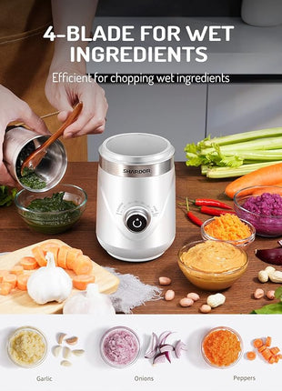 SHARDOR Electric Super Silent Blade Coffee Grinder, Timed Grind Control Rotary Knob, Adjustable Coarse to Fine for Coffee Beans, Spices & Herbs, with 2 Removable Stainless Steel Bowl, White