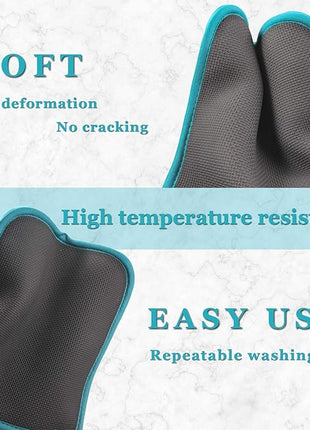 Cotton and Neoprene Oven Pads Pot Holders with Pocket 8"x8.5" Dual-Function Hot Pad Set for Finger Hand Wrist Protection Heat Resistant to 428°F Teal