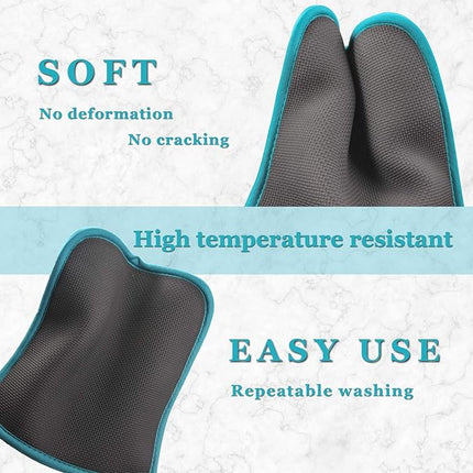 Cotton and Neoprene Oven Pads Pot Holders with Pocket 8"x8.5" Dual-Function Hot Pad Set for Finger Hand Wrist Protection Heat Resistant to 428°F Teal