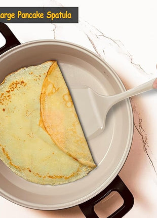 Silicone Spatula Set, 600°F Heat Resistant Silicone Spatula Turner Flipper for Cooking, Non Stick and Non Scratch Kitchen Utensils for Eggs & Pancakes, 4 Pack,Khaki