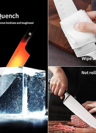 MAD SHARK Kitchen Knife, Chef's Santoku Knife 8-inch, German High Carbon Stainless Steel Chef Knife, Super Sharp Multipurpose Chopping Knife for Meat Vegetable Fruit with Ergonomic Handle & Gift Box