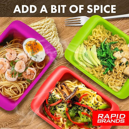 Rapid Ramen Cooker | Microwave Ramen in 3 Minutes | Perfect for Dorm, Small Kitchen, or Office | Dishwasher-Safe, Microwaveable, BPA-Free (Red, 2 Pack)