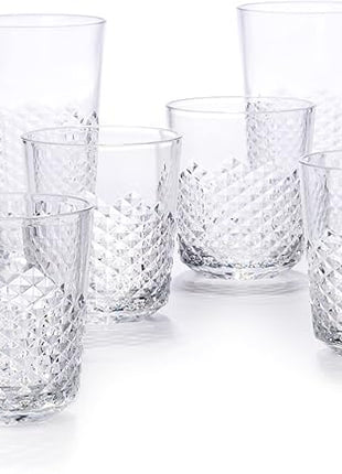 Cupture Diamond Plastic Tumblers BPA Free, 24 oz/14 oz, 8-Pack (Clear)
