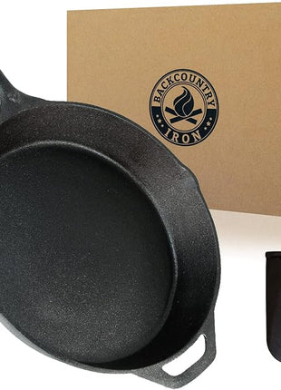 Backcountry Iron 12 Inch Round Large Pre-Seasoned Cast Iron Skillet