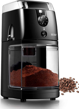Secura Electric Burr Coffee Grinder Mill, Adjustable Cup Size, 17 Fine to Coarse Grind Size Settings for Drip, Percolator, French Press and Turkish Coffee Makers, Black,12 cups