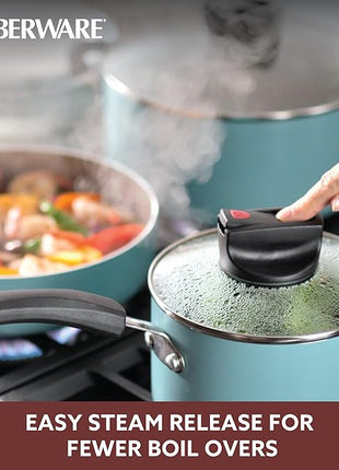 Farberware Smart Control Nonstick Cookware Pots and Pans Set, 14 Piece, Aqua
