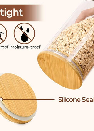 ComSaf 0.5 Qt Glass Food Storage Jars Set of 6, Clear Glass Storage Containers with Lids, Pantry Organization Jar, Spice, Blooming Tea, Coffee, Cookie and Sugar Container, Small jar Set for Kitchen