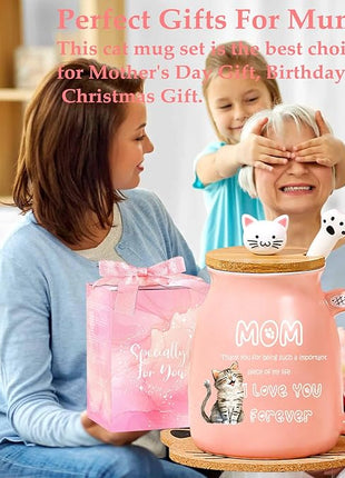 Christmas Gifts for Mom Stocking Stuffers for Mum Cute Ceramic Coffee Mug with Lid Fish Infuser Tea Cup Pink Stuff Best Mom Mama Gifts Mother Day Present Thank you Birthday Gifts from Daughter Son