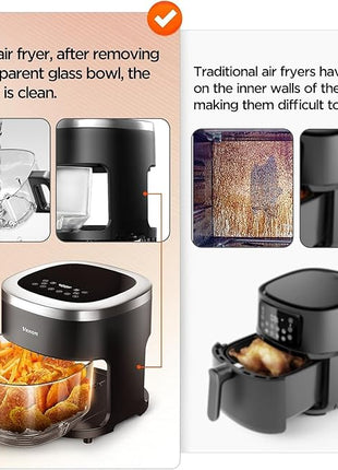 6-IN-1 Glass Air Fryer with 4.5 QT Capacity,Air Fry, Roast, Reheat, Dehydrate, Air Crisp Technology,Nonstick & Dishwasher Safe Basket,97% Less Oil,Features Digital Timer1