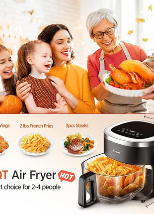 6-IN-1 Glass Air Fryer with 4.5 QT Capacity,Air Fry, Roast, Reheat, Dehydrate, Air Crisp Technology,Nonstick & Dishwasher Safe Basket,97% Less Oil,Features Digital Timer1