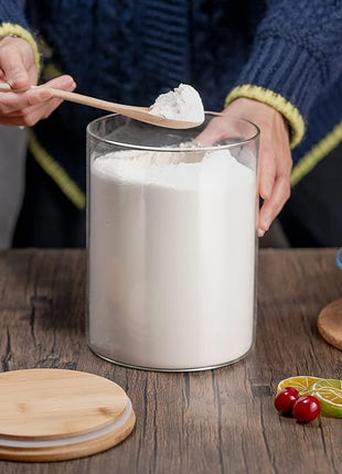 YUNCANG Glass Storage Jars,2 PACK -108oz/3200ml Clear Glass Food Storage Containers with Airtight Bamboo Lid Stackable Kitchen Canisters for Candy,Cookie,Rice,Sugar,Flour,Pasta,Nuts and Spice Jars